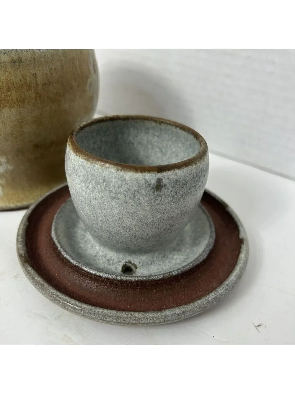 Art Pottery Butter Bell Handmade Signed Ceramic Stoneware Art Pottery 4x5”